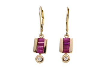 Ruby and diamond earrings in 14 carat gold