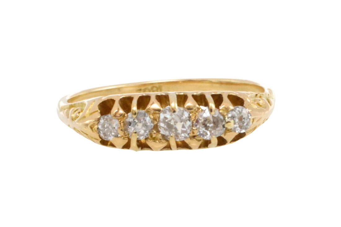 Edwardian five stone old cut diamond ring
