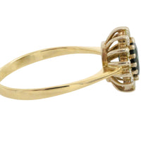 Sapphire and diamond cluster ring in 14 carat gold