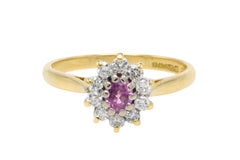 Vintage pink sapphire and diamond ring-engagement rings-The Antique Ring Shop