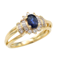 Sapphire and diamond ring in 14 carat gold-Vintage Rings-The Antique Ring Shop
