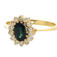 Sapphire and diamond cluster ring in 14 carat gold