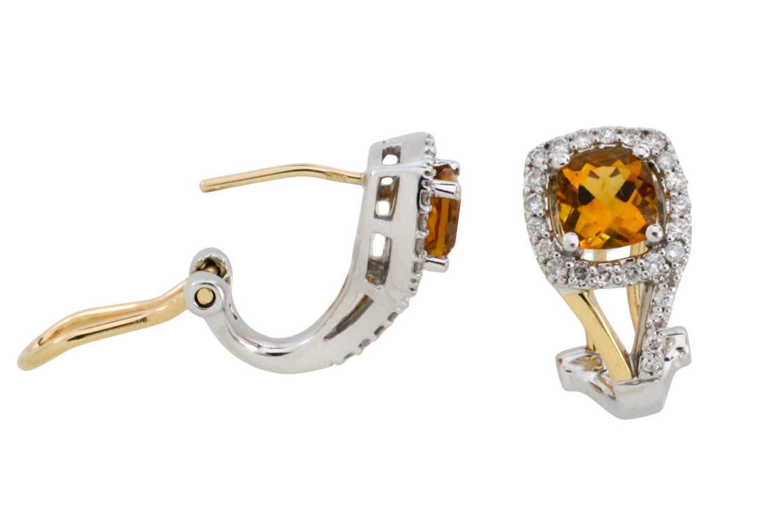 Citrine and diamond earrings