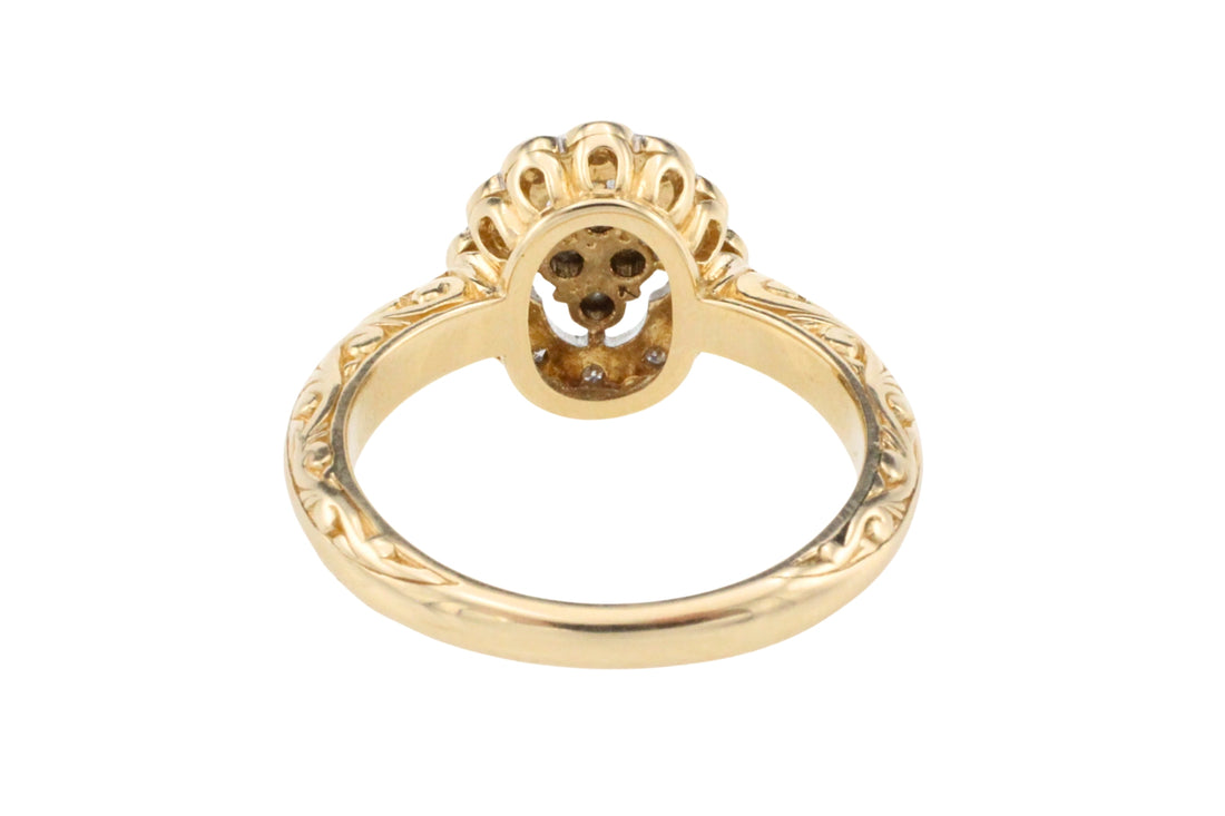 Vintage navette diamond cluster ring in 14 carat gold-Vintage Rings-The Antique Ring Shop