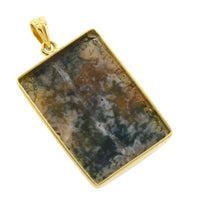 Moss agate pendant in 18 carat gold-Pendants-The Antique Ring Shop