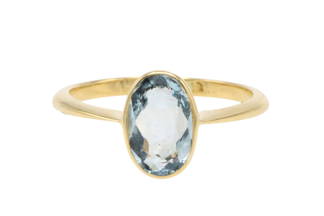 Edwardian aquamarine ring in 18 carat gold