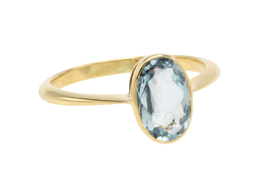Edwardian aquamarine ring in 18 carat gold
