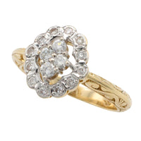 Vintage navette diamond cluster ring in 14 carat gold-Vintage Rings-The Antique Ring Shop