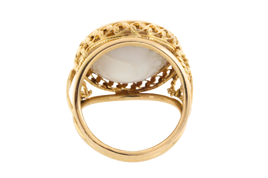 18 carat gold ring with mabe pearl-Vintage Rings-The Antique Ring Shop