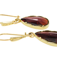 Garnet pendant earrings in 14 carat gold