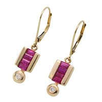 Ruby and diamond earrings in 14 carat gold