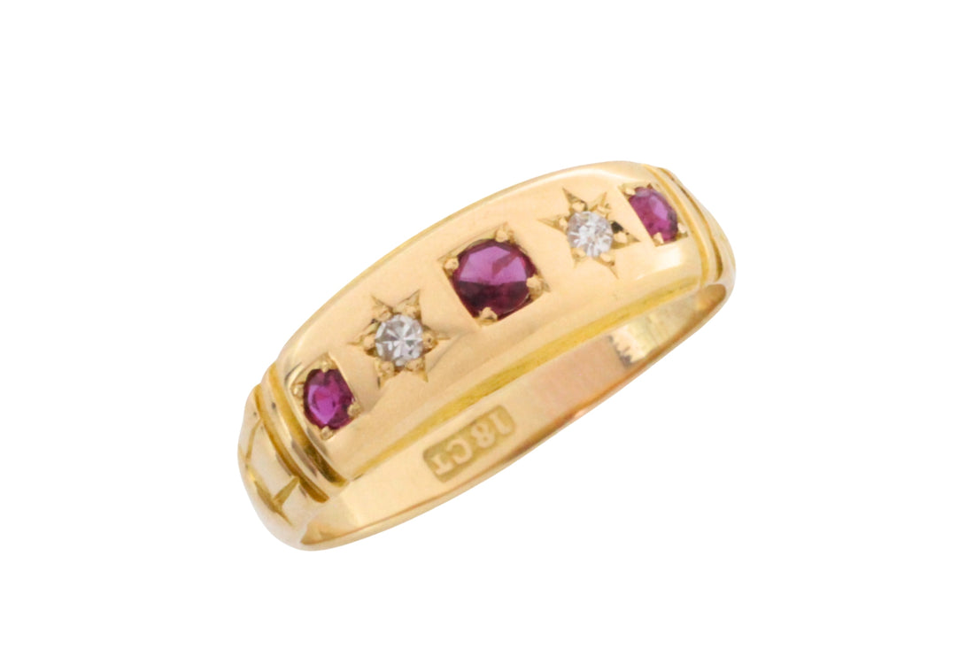Victorian ruby and diamond gypsy ring