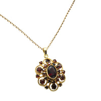 Garnet pendant with chain in 14 carat gold-Pendants-The Antique Ring Shop