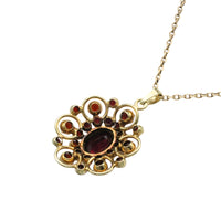Garnet pendant with chain in 14 carat gold-Pendants-The Antique Ring Shop