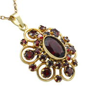 Garnet pendant with chain in 14 carat gold-Pendants-The Antique Ring Shop