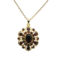 Garnet pendant with chain in 14 carat gold-Pendants-The Antique Ring Shop