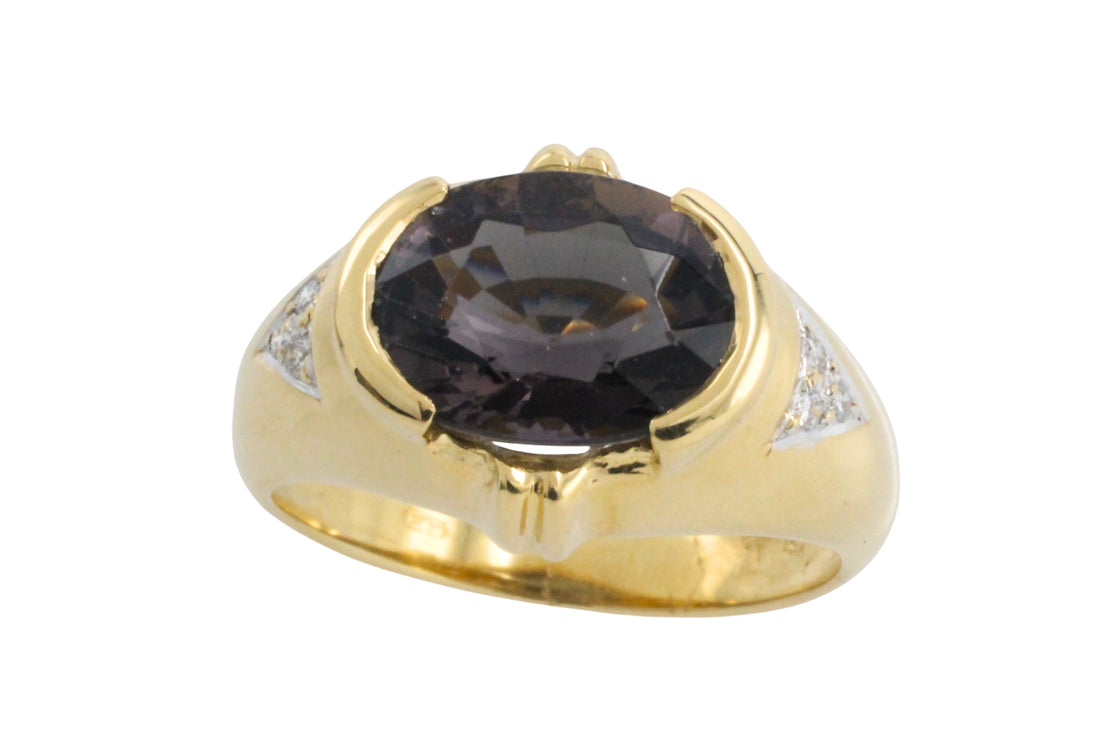Tourmaline and diamond rig in 18 carat gold-Vintage Rings-The Antique Ring Shop