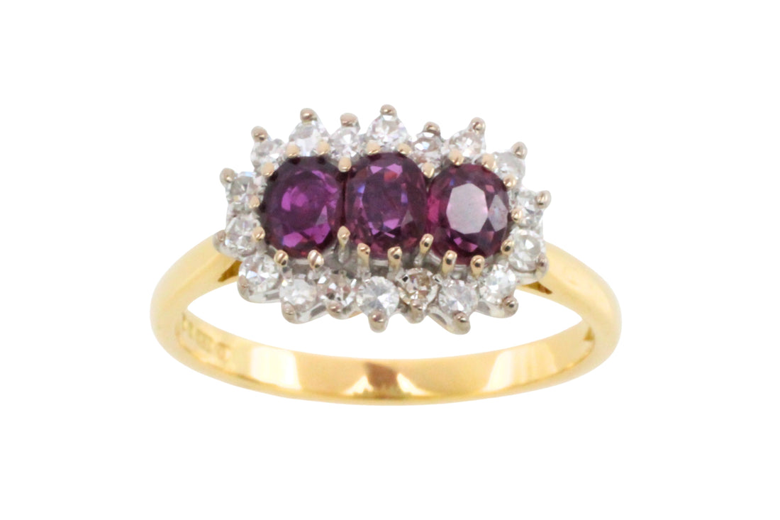 Vintage ruby and diamond ring in 18 carat gold