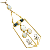 Edwardian diamond, opal, sapphire and pearl pendant-Pendants-The Antique Ring Shop