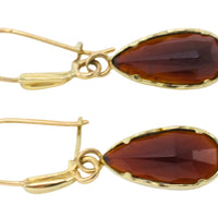 Garnet pendant earrings in 14 carat gold