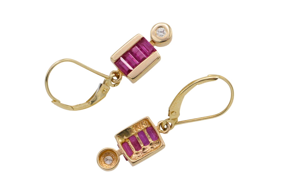 Ruby and diamond earrings in 14 carat gold