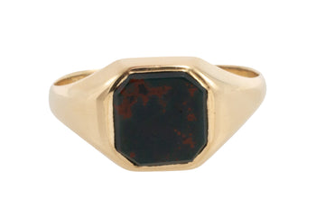 Vintage bloodstone signet ring in 14 carat gold-Vintage Rings-The Antique Ring Shop