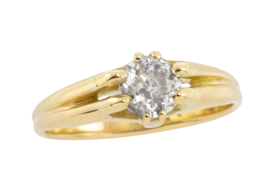 Old mine cut diamond solitaire ring-Antique rings-The Antique Ring Shop