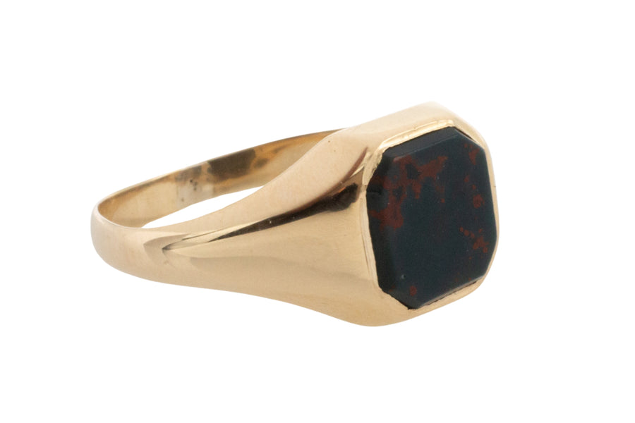 Vintage bloodstone signet ring in 14 carat gold-Vintage Rings-The Antique Ring Shop