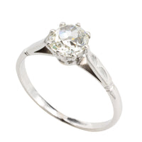 Old cut diamond solitaire in 14 carat white gold.-engagement rings-The Antique Ring Shop