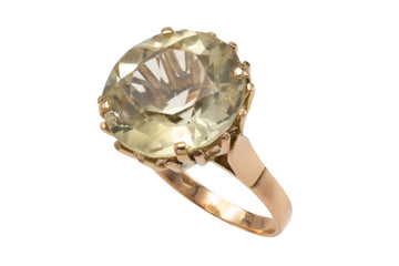 Lemon quartz ring in 14 carat gold-Vintage rings-The Antique Ring Shop