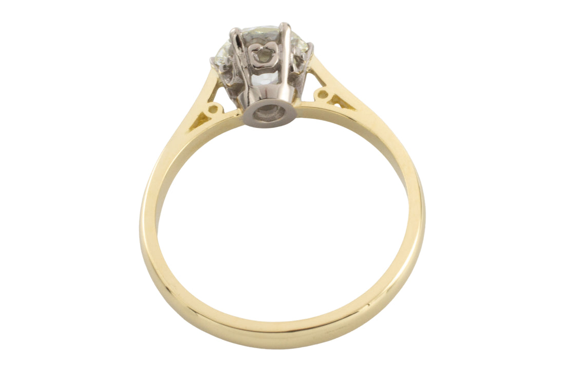 1.40 carat Old Mine cut diamond solitaire ring-engagement rings-The Antique Ring Shop