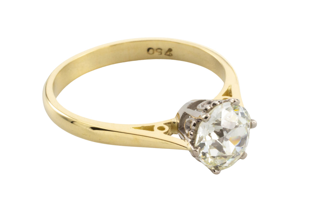 1.40 carat Old Mine cut diamond solitaire ring-engagement rings-The Antique Ring Shop