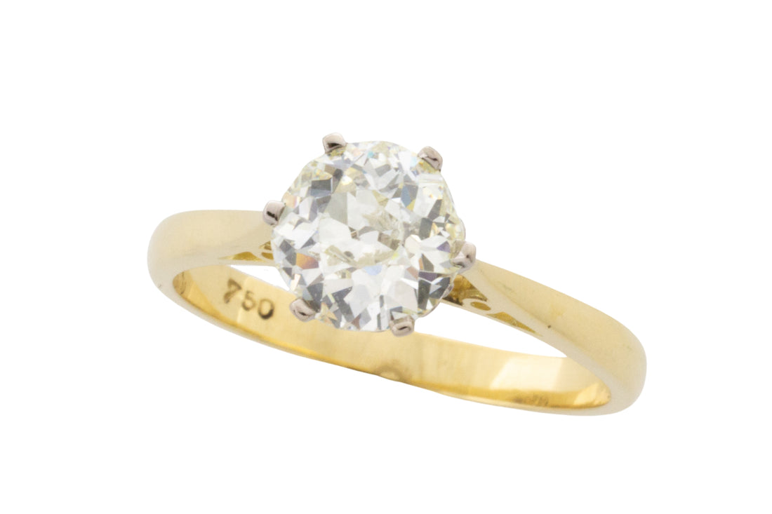 1.40 carat Old Mine cut diamond solitaire ring-engagement rings-The Antique Ring Shop