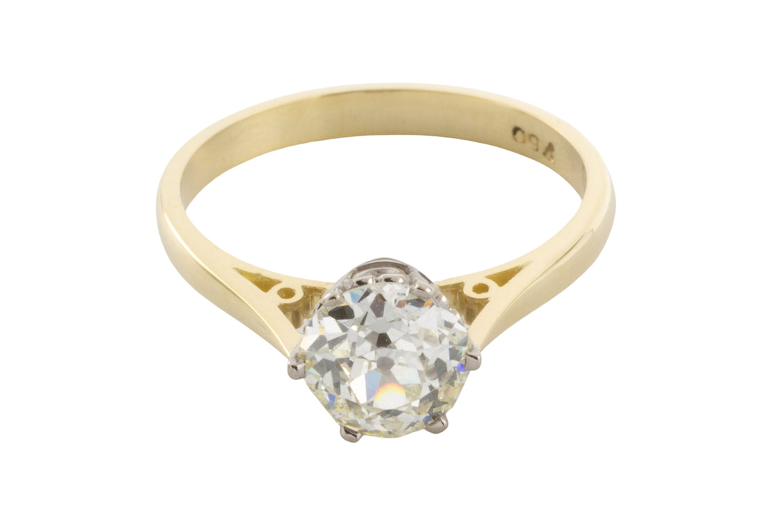 1.40 carat Old Mine cut diamond solitaire ring-engagement rings-The Antique Ring Shop