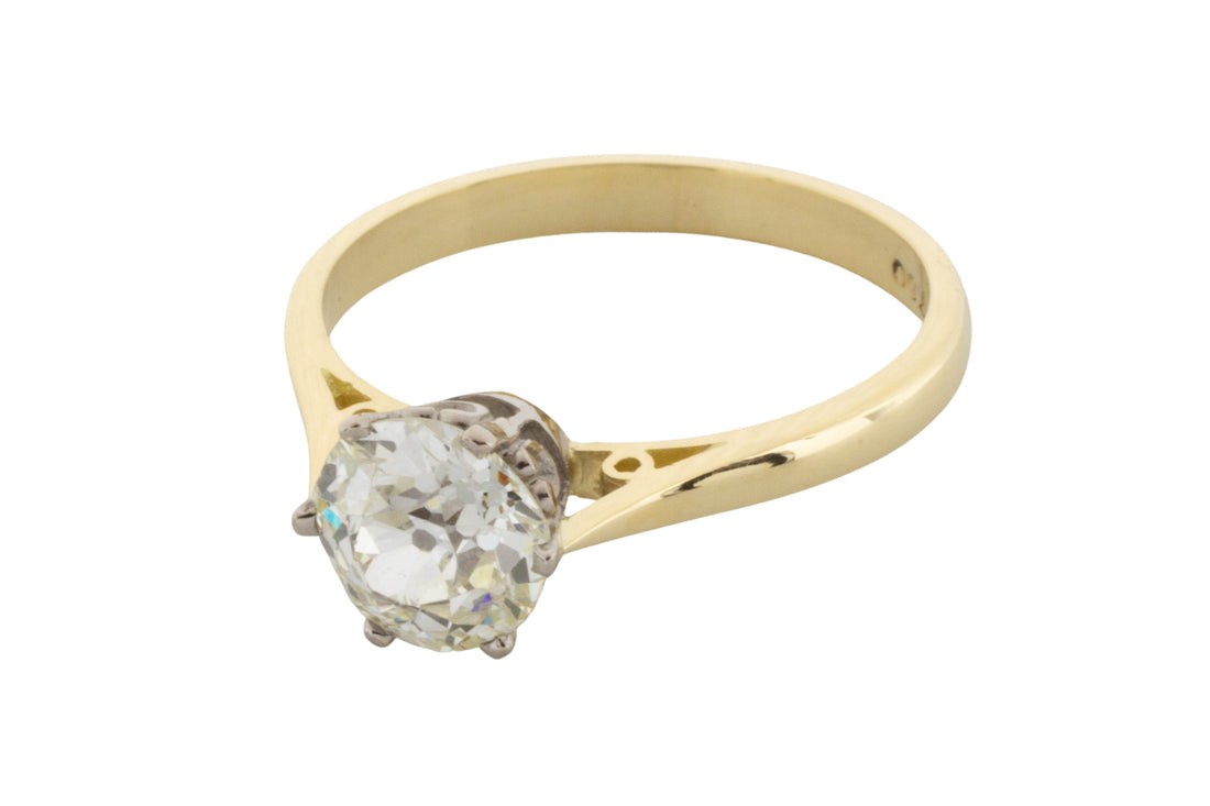 1.40 carat Old Mine cut diamond solitaire ring-engagement rings-The Antique Ring Shop