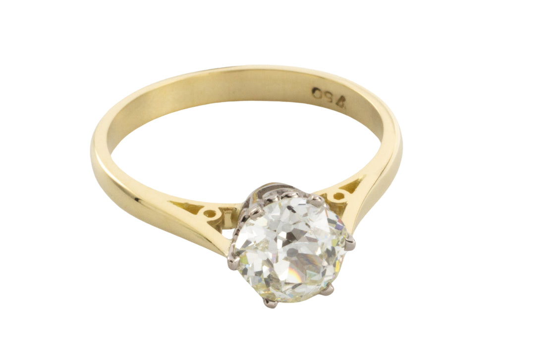 1.40 carat Old Mine cut diamond solitaire ring-engagement rings-The Antique Ring Shop