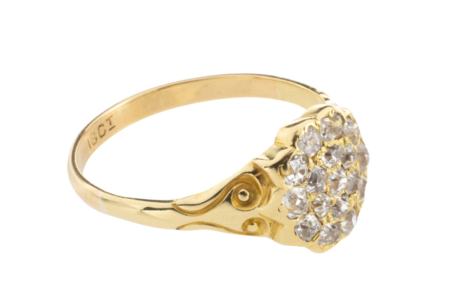 Victorian diamond cluster ring in 18 carat gold-Antique rings-The Antique Ring Shop