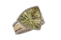 lemon quartz ring in white and yellow gold-vintage rings-The Antique Ring Shop