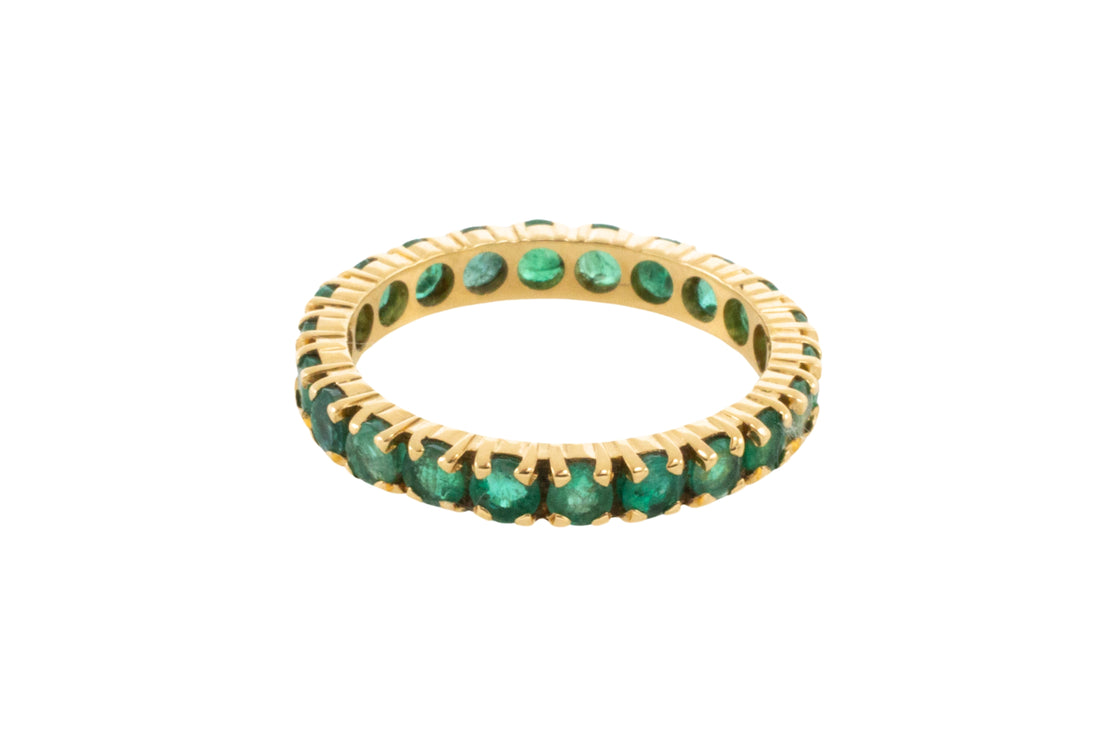 18 carat gold emerald eternity band-Vintage Rings-The Antique Ring Shop