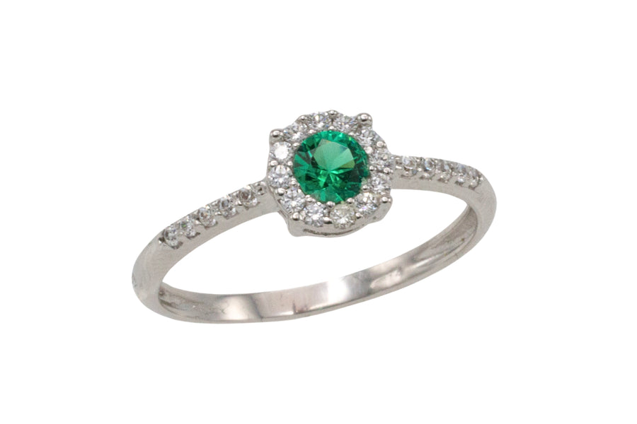 18 carat white gold ring with tourmaline and diamonds-engagement rings-The Antique Ring Shop