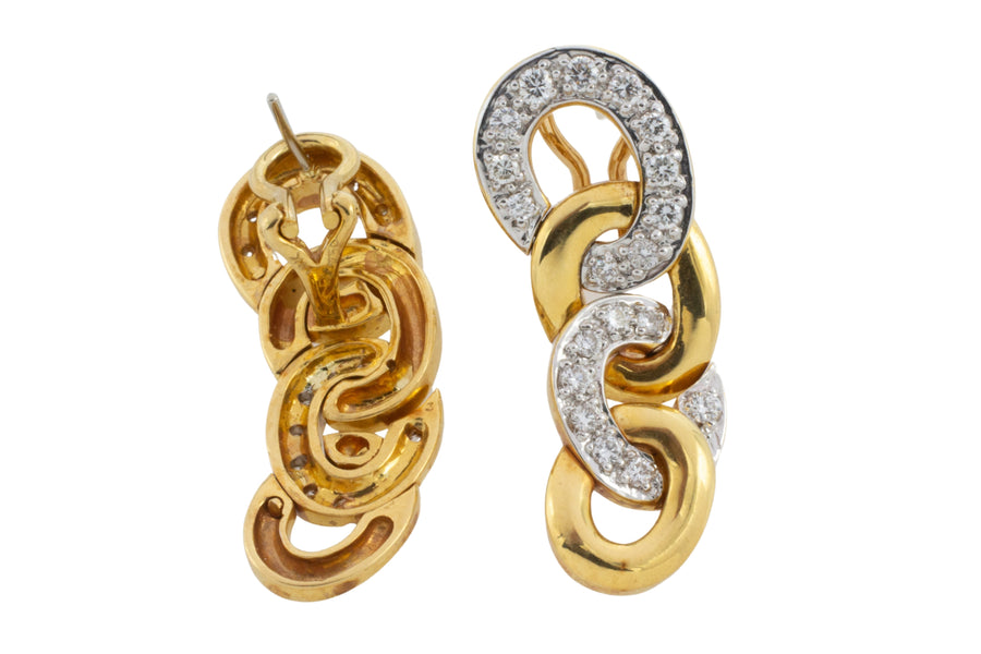 Diamond pendant earrings in 18 carat gold-Earrings-The Antique Ring Shop