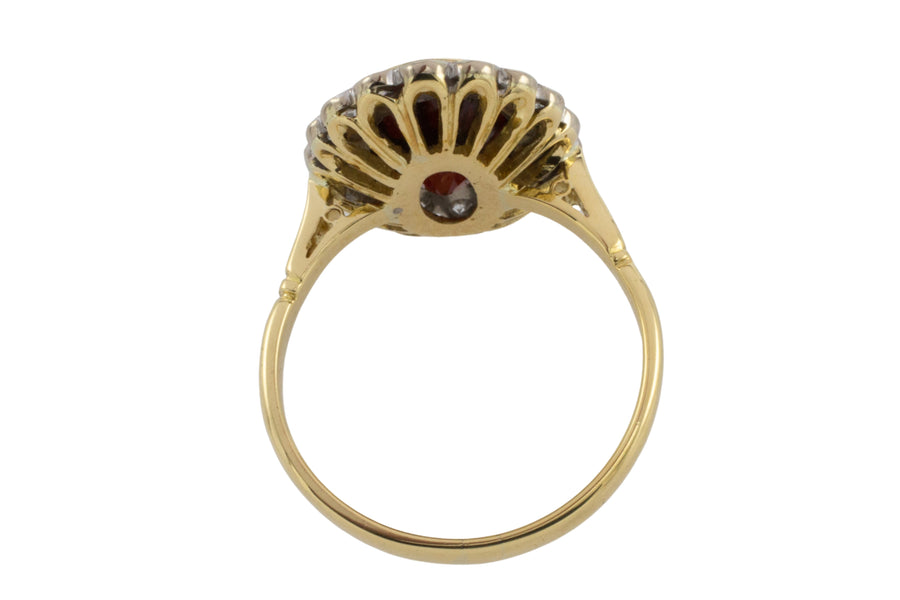 Vintage 18 carat garnet and diamond ring-Vintage Rings-The Antique Ring Shop