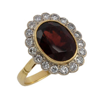 Vintage 18 carat garnet and diamond ring-Vintage Rings-The Antique Ring Shop