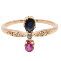 Ruby, sapphire and rose diamond ring from 1904-Antique rings-The Antique Ring Shop