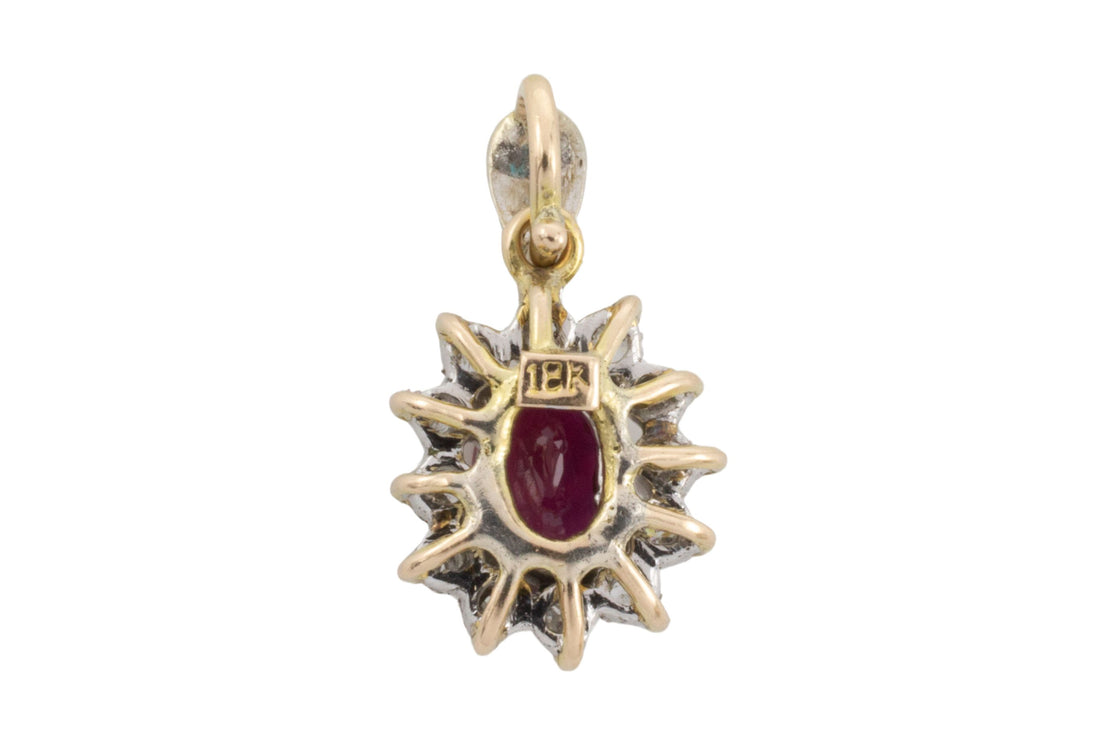 Ruby and diamond pendant-Pendants-The Antique Ring Shop
