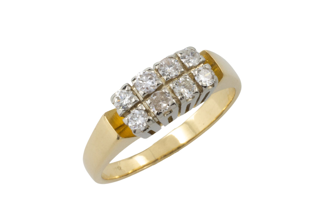 Double row diamond ring in 18 carat gold-vintage rings-The Antique Ring Shop