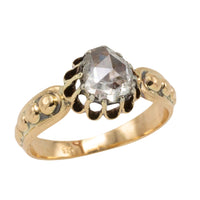 Rose diamond solitaire ring in 14 carat and silver gold-Antique rings-The Antique Ring Shop