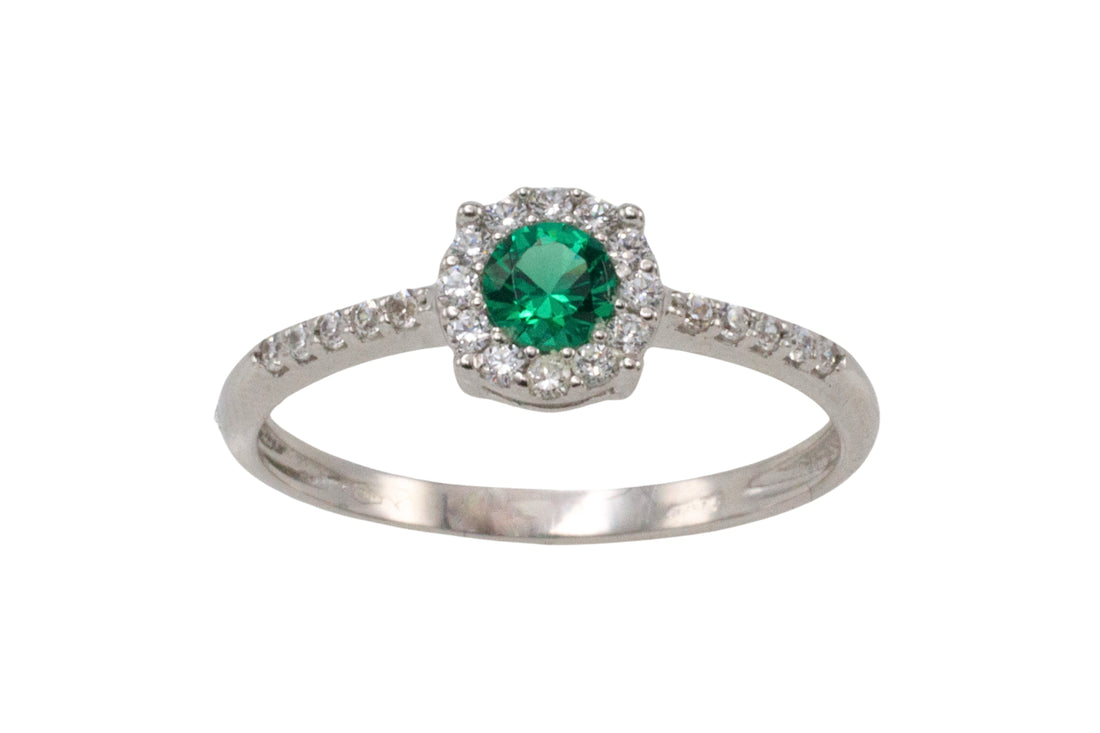 18 carat white gold ring with tourmaline and diamonds-engagement rings-The Antique Ring Shop