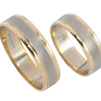 Set of 14 carat white and yellow gold wedding bands-wedding rings-The Antique Ring Shop