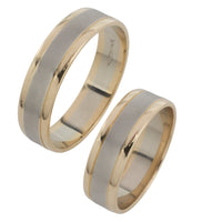 Set of 14 carat white and yellow gold wedding bands-wedding rings-The Antique Ring Shop